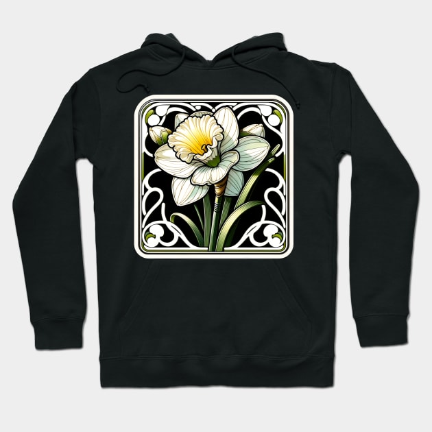 art nouveau narcissus december Birth Month Flower Hoodie by OddHouse